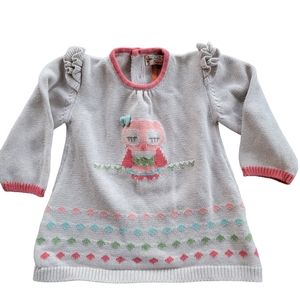 Mayoral‎ baby girl sweater 6-9 months chunky knit owl ruffle sleeves pink beige